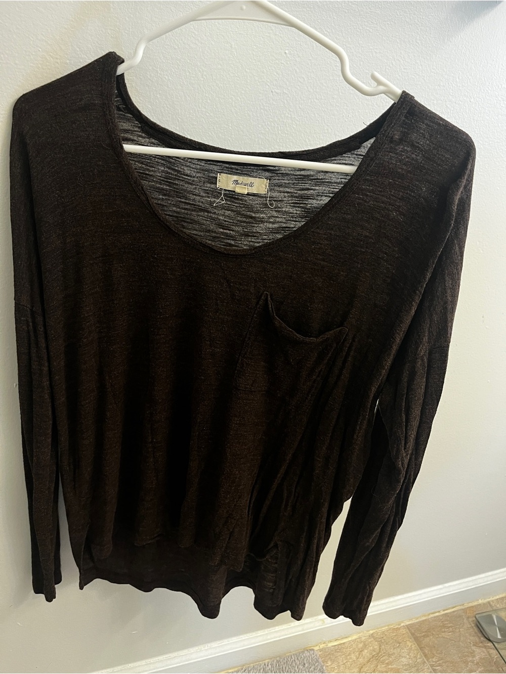 Madewell Dark Brown Scoop-Neck Long Sleeve Tee